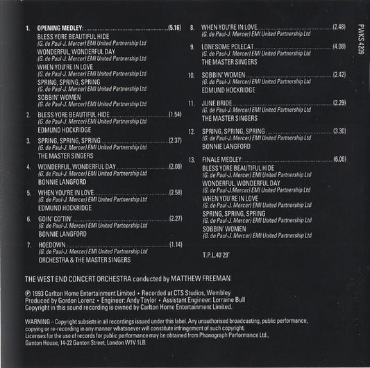 Bonnie Langford, Edmund Hockridge : Music And Songs From Seven Brides For Seven Brothers (CD, Album)