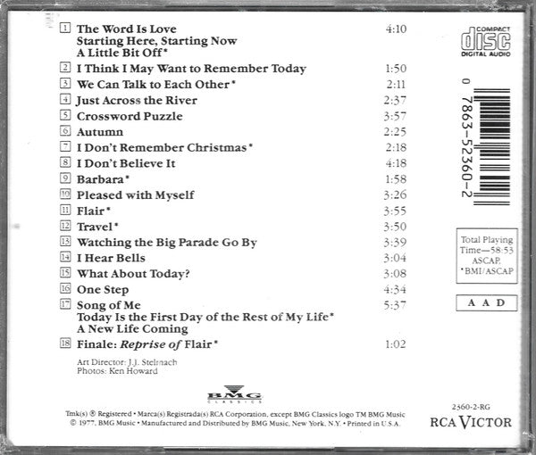 Richard Maltby Jr., David Shire : Starting Here Starting Now (Original Cast Recording) (CD, Album)