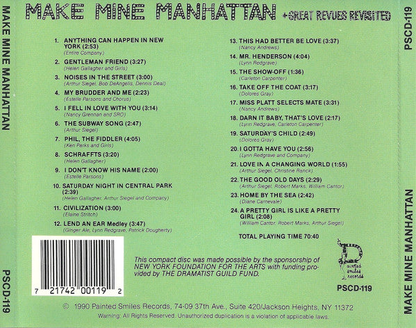 Ben Bagley : Make Mine Manhattan + Great Revues Revisited (CD, RE)