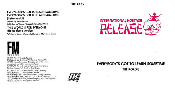 The Korgis : Everybody's Got To Learn Sometime (CD, Single)