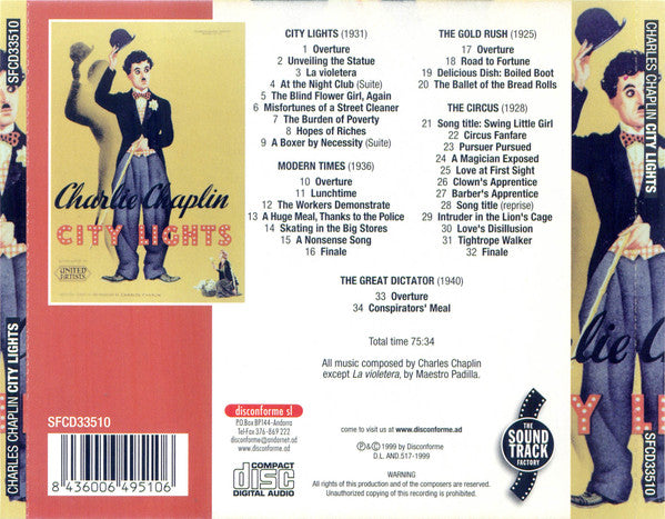 Charlie Chaplin : City Lights (CD, Comp)