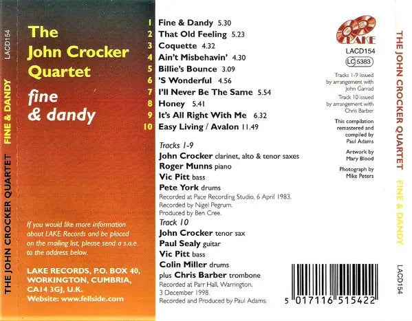 The John Crocker Quartet : Fine & Dandy (CD, Comp, RM)