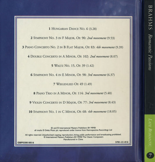 Johannes Brahms : Romantic Passions (CD, Comp, Har)