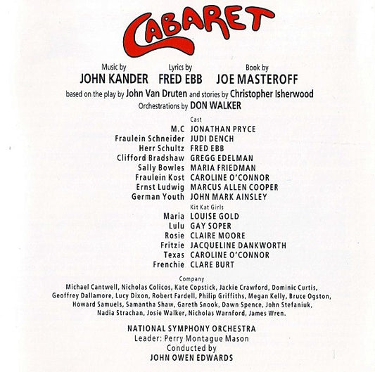 Kander And Ebb, The National Symphony Orchestra ● John Owen Edwards : Cabaret (2xCD, Album)