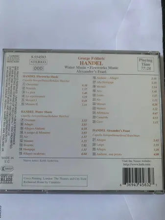 Georg Friedrich Händel : Water Music, Fireworks Music, Alexander's Feast (CD, Album)
