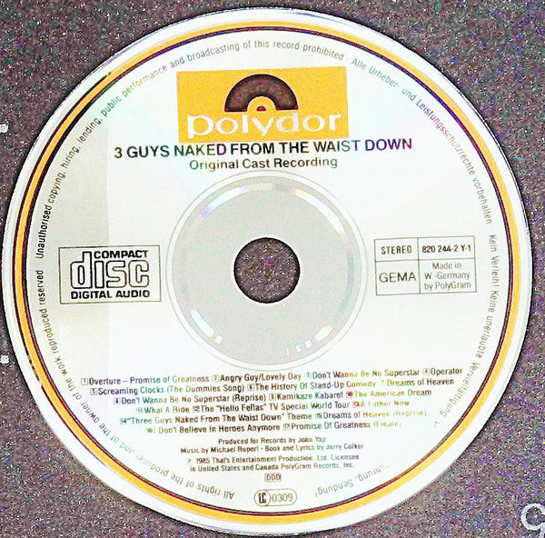 Scott Bakula, John Kassir, Jerry Colker, Henry Aronson : 3 Guys Naked From The Waist Down - A New Musical -- Original Cast Recording (CD, Album)