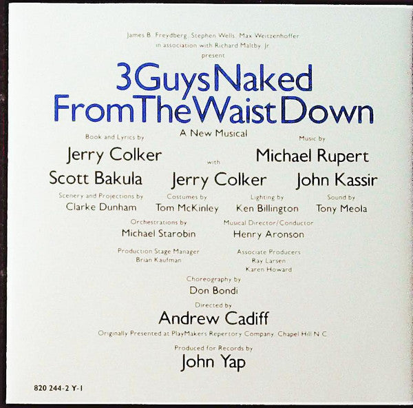 Scott Bakula, John Kassir, Jerry Colker, Henry Aronson : 3 Guys Naked From The Waist Down - A New Musical -- Original Cast Recording (CD, Album)