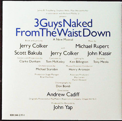 Scott Bakula, John Kassir, Jerry Colker, Henry Aronson : 3 Guys Naked From The Waist Down - A New Musical -- Original Cast Recording (CD, Album)