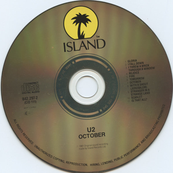 U2 : October (CD, Album, RE)