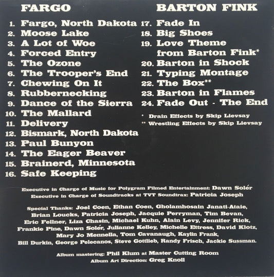 Carter Burwell : Fargo / Barton Fink (CD, Album)