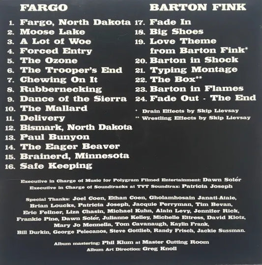 Carter Burwell : Fargo / Barton Fink (CD, Album)