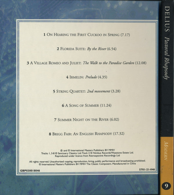 Frederick Delius : Pastoral Rhapsody (CD, Comp, Har)