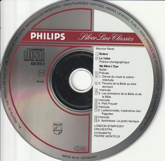 Maurice Ravel, London Symphony Orchestra, Pierre Monteux : Bolero -  Ma Mère L'Oye - La Valse (CD, Album, RE, RM)