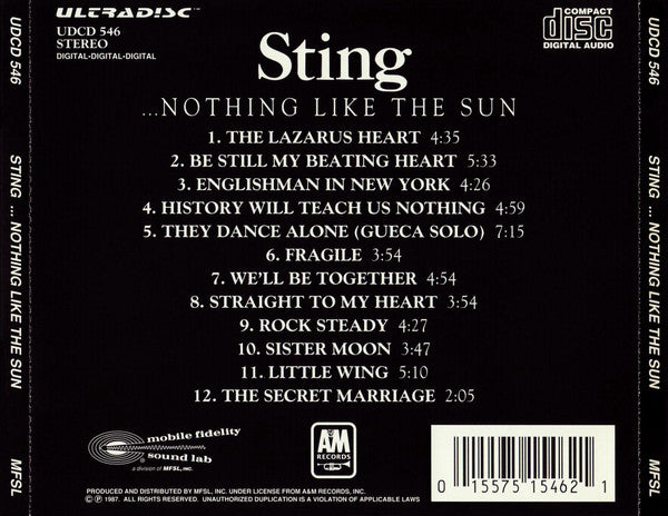 Sting : ...Nothing Like The Sun (CD, Album, RE, RM, 24k)