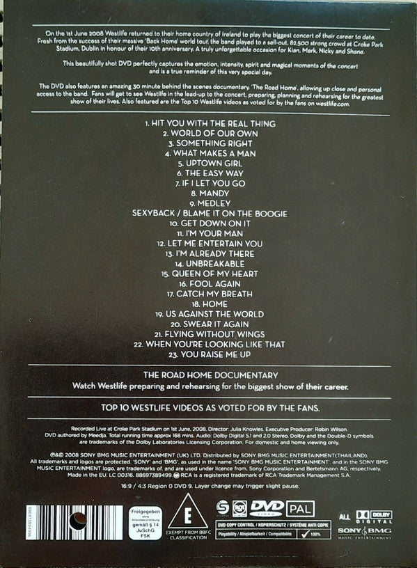 Westlife : 10 Years Of Westlife: Live At Croke Park Stadium (DVD-V, Promo, PAL, All)