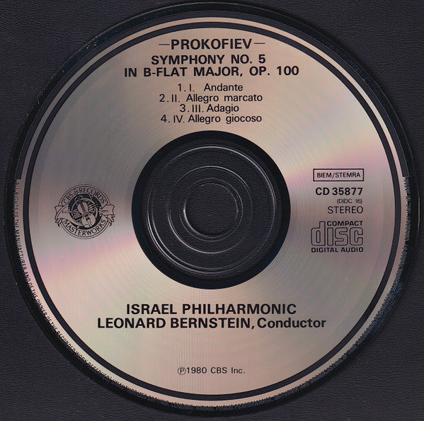 Sergei Prokofiev - Leonard Bernstein, Israel Philharmonic Orchestra : Symphony No. 5 In B-Flat Major, Op. 100 (CD, Album)