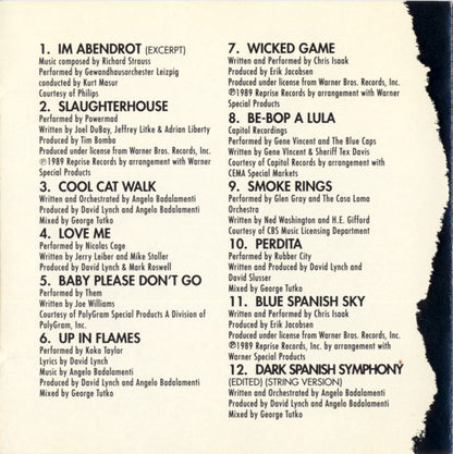 Various : David Lynch's Wild At Heart (Original Motion Picture Soundtrack) (CD, Album, Comp)