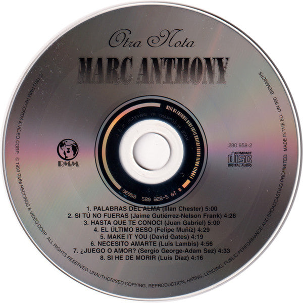 Marc Anthony : Otra Nota (CD, Album, RE)