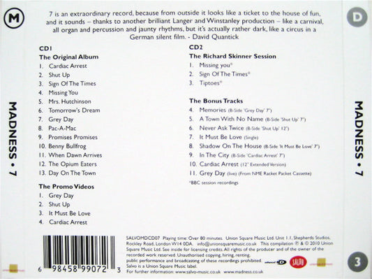 Madness : 7 (CD, Album, Enh, RE + CD, Comp + RM)