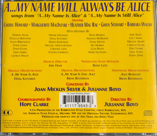 Various : A...My Name Will Always Be Alice (CD, Album)