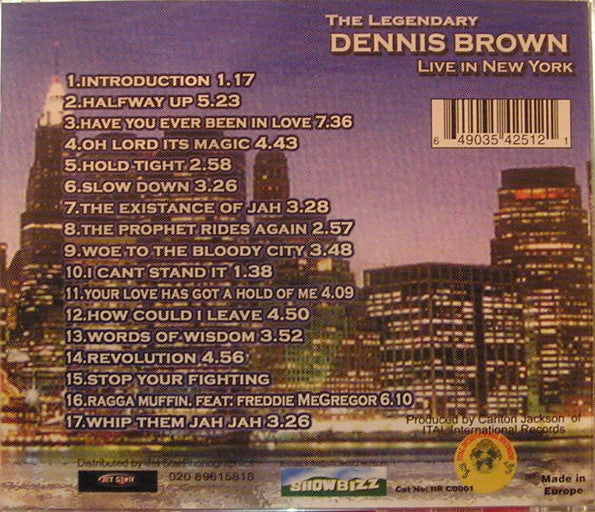 Dennis Brown : The Legendary Dennis Brown Live In New York (CD, Album)