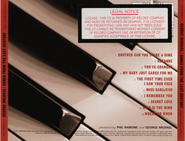 George Michael : Songs From The Last Century (CD, Album, Promo)