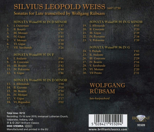 Sylvius Leopold Weiss - Wolfgang Rübsam (2) : Sonatas (CD, Album)