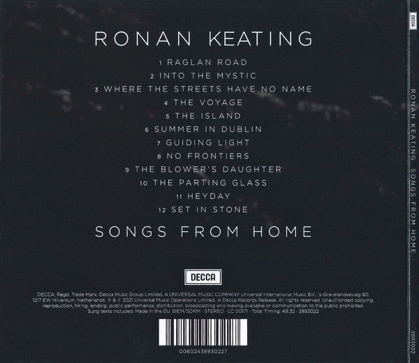 Ronan Keating : Songs From Home (CD, Album, Ltd, "Fr)
