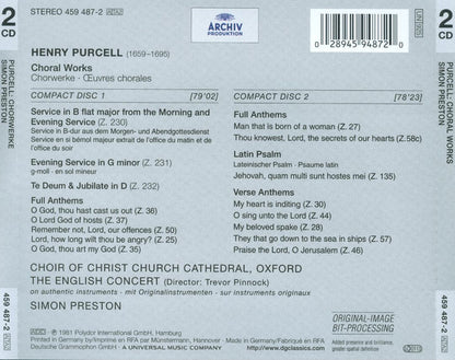 Henry Purcell -  The Choir Of Christ Church Cathedral, The English Concert, Simon Preston : Choral Works (2xCD, Album, RE, RM)