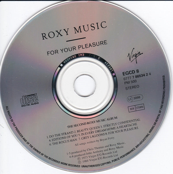 Roxy Music : For Your Pleasure (CD, Album, RE, EMI)