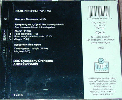 Carl Nielsen - BBC Symphony Orchestra, Andrew Davis : Symphonies 4 & 5; Overture Maskarade (CD, Album)