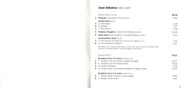 Jean Sibelius - Sir John Barbirolli, Hallé Orchestra : Symphonies 1–7 / Orchestral Works (The Complete Stereo EMI Recordings) (5xCD, Album, Comp, RM)
