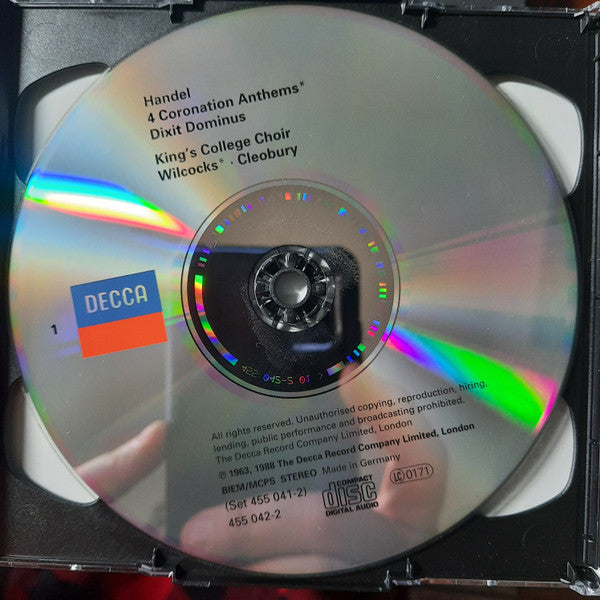 Georg Friedrich Händel, The King's College Choir Of Cambridge · Winchester Cathedral Choir · The Choir Of Christ Church Cathedral : 4 Coronation Anthems · Dixit Dominus · Foundling Hospital Anthem · Utrecht Te Deum and Jubilate (2xCD, Comp, RE, RM)