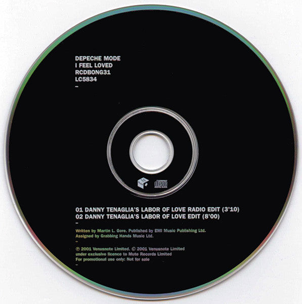Depeche Mode : I Feel Loved (Danny Tenaglia Mix And Edit) (CD, Single, Promo)