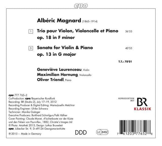Albéric Magnard, Geneviève Laurenceau, Maximilian Hornung, Oliver Triendl : Piano Trio Op. 18 / Violin Sonata Op. 13 (CD)