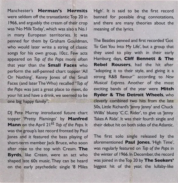 Various : Top Of The Pops 1966 (CD, Comp)