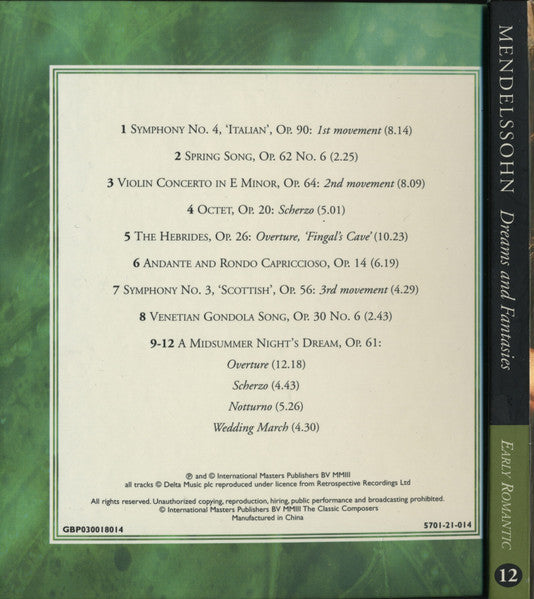 Felix Mendelssohn-Bartholdy : Dreams And Fantasies (CD, Comp)