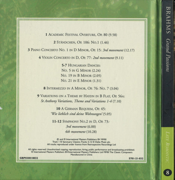 Johannes Brahms : Grand Passions (CD, Comp, Har)