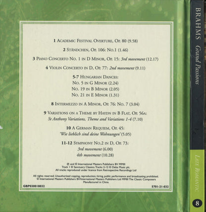 Johannes Brahms : Grand Passions (CD, Comp, Har)