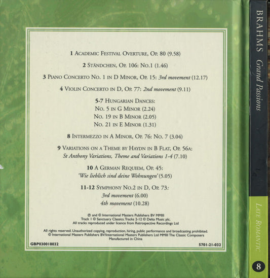 Johannes Brahms : Grand Passions (CD, Comp, Har)