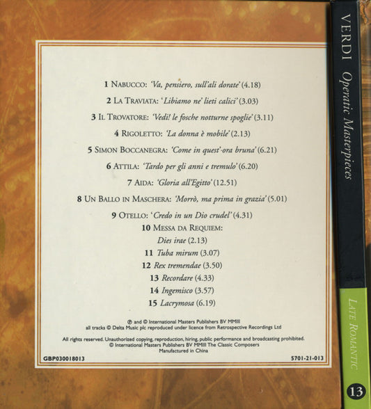 Giuseppe Verdi : Operatic Masterpieces (CD, Comp)