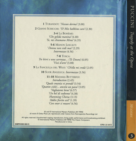Giacomo Puccini : Tragedy At The Opera (CD, Comp, Har)