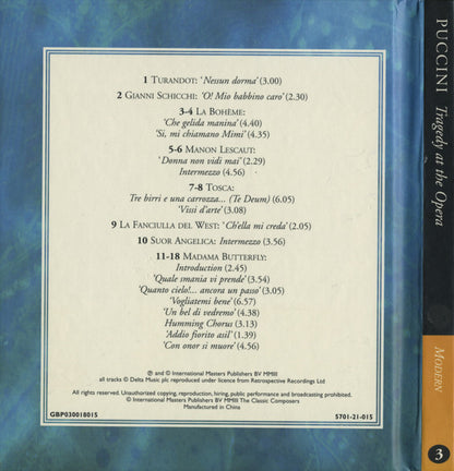 Giacomo Puccini : Tragedy At The Opera (CD, Comp, Har)