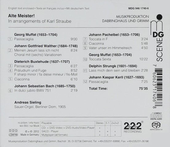 Andreas Sieling (2), Karl Straube : Alte Meister! In Bearbeitung Durch Karl Straube (SACD, Hybrid, Multichannel)