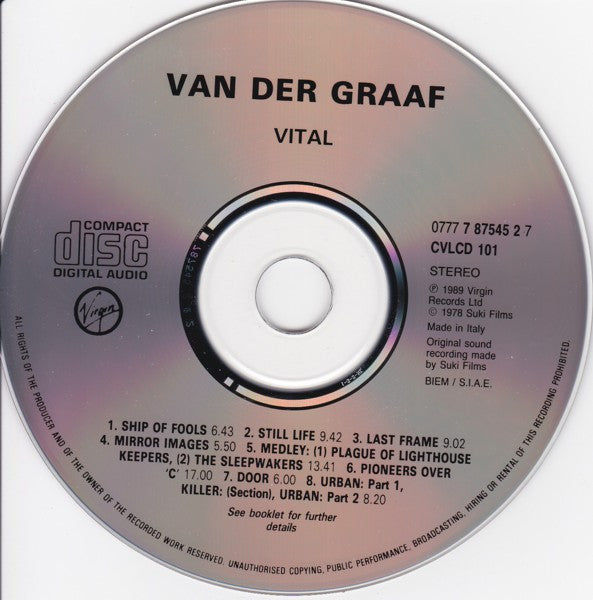 Van Der Graaf Generator : Vital (CD, Album, RE)