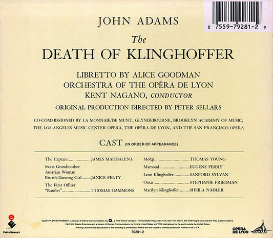 John Adams, Alice Goodman - Orchestre De L'Opéra De Lyon, Kent Nagano : The Death Of Klinghoffer (2xCD, Album)