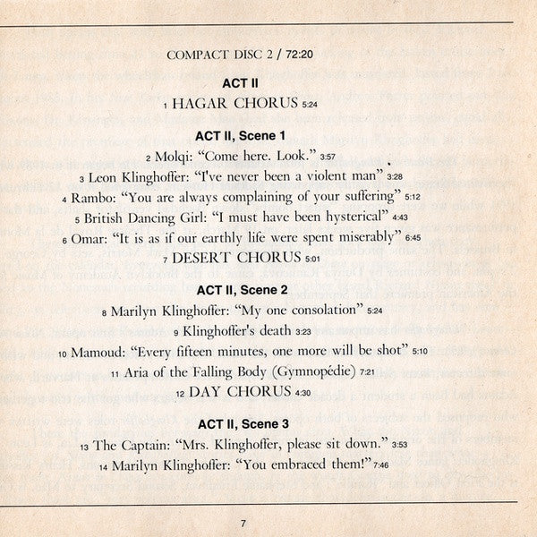 John Adams, Alice Goodman - Orchestre De L'Opéra De Lyon, Kent Nagano : The Death Of Klinghoffer (2xCD, Album)