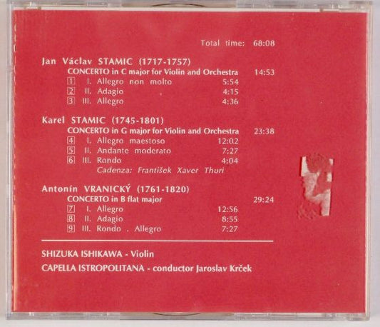 Shizuka Ishikawa, Jan Václav Antonín Stamic, Carl Stamitz, Antonín Vranický : Violin Concertos (CD)