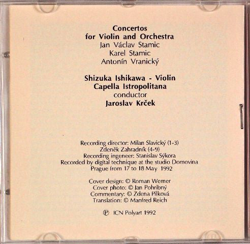 Shizuka Ishikawa, Jan Václav Antonín Stamic, Carl Stamitz, Antonín Vranický : Violin Concertos (CD)