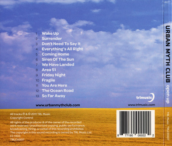 Urban Myth Club : Open Up (CD, Album, Dig)